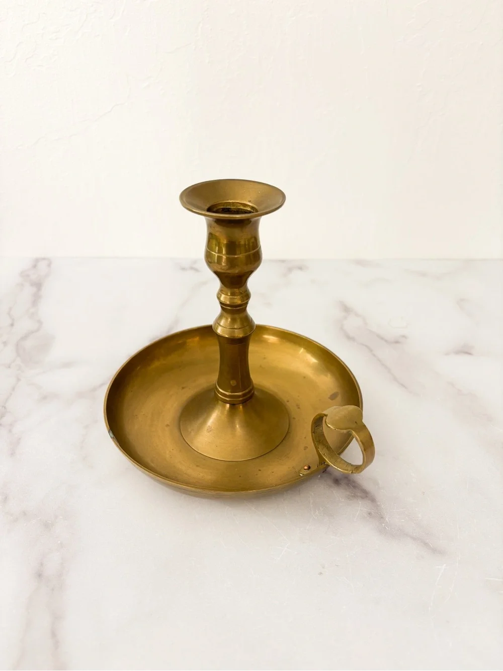 Vintage Solid Brass Candle Holder Brass Chamberstick Gold Ring Candle Holder